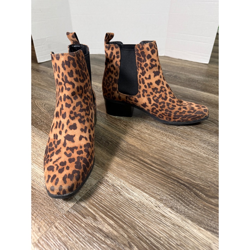 Leopard Print Chelsea Ankle Boots Brown Block Heel Size 9 Target a new day